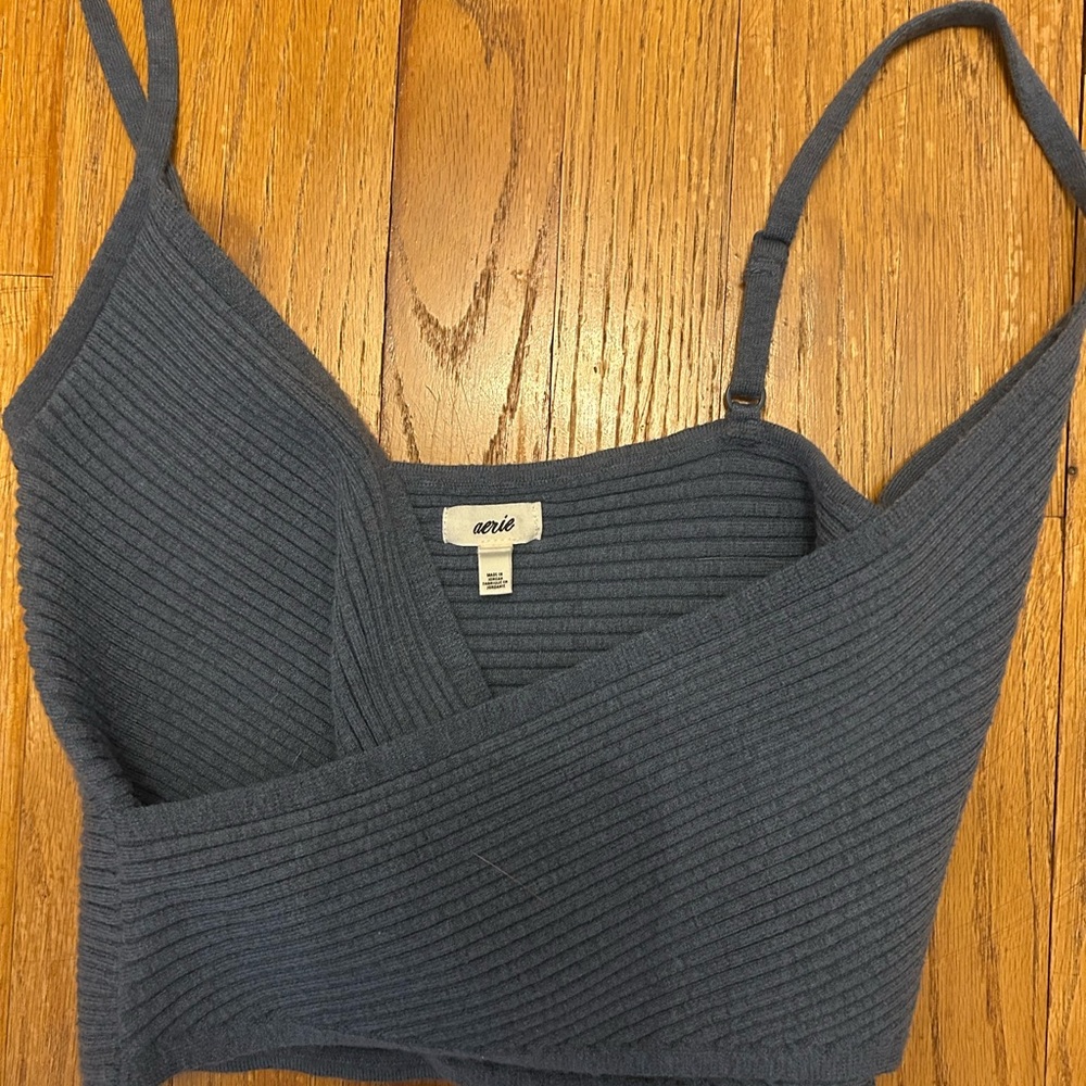 Aerie Deep Blue Ribbed Bralette